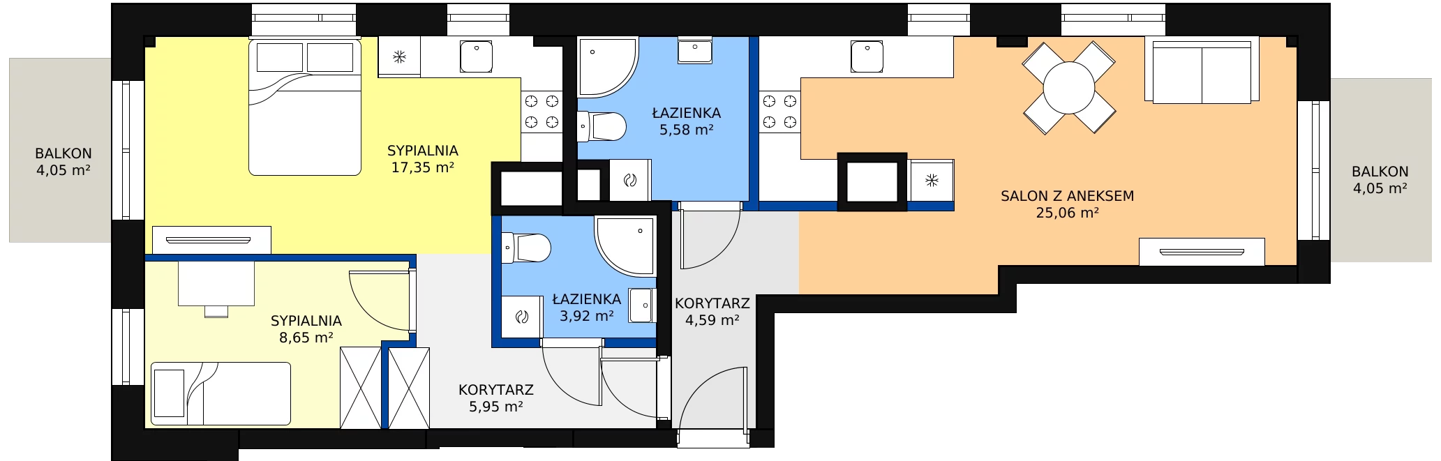 Zalety mieszkania 71.1 m², B1.8