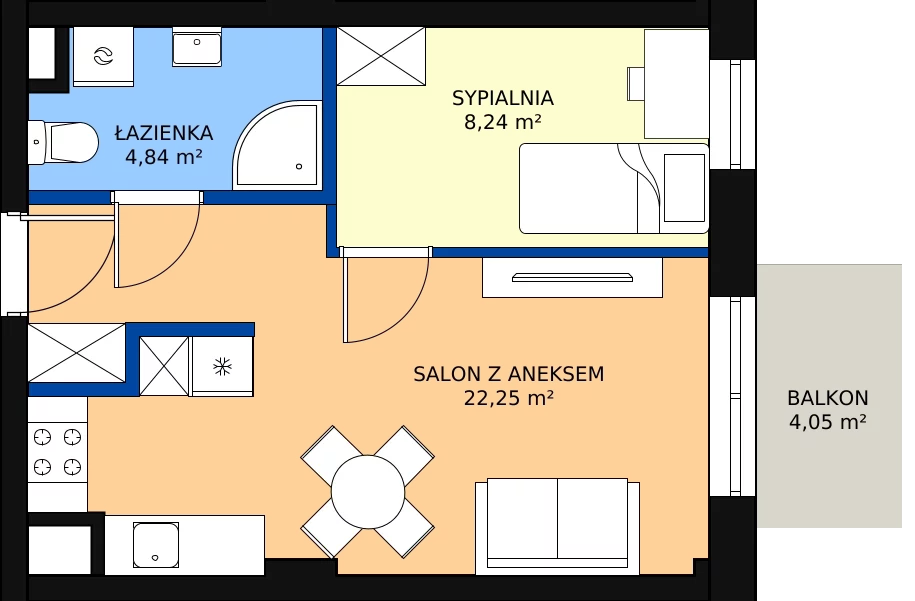 Zalety mieszkania 35.33 m², B1.11