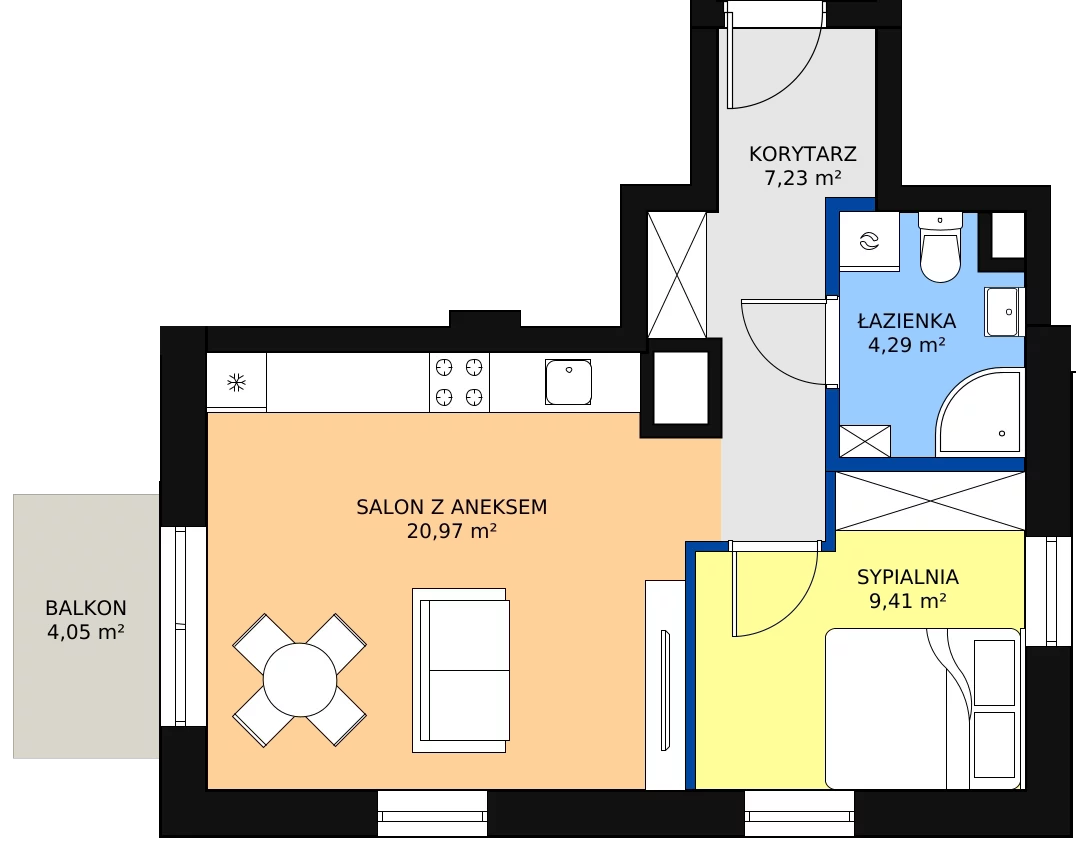 Zalety mieszkania 41.9 m², B1.29
