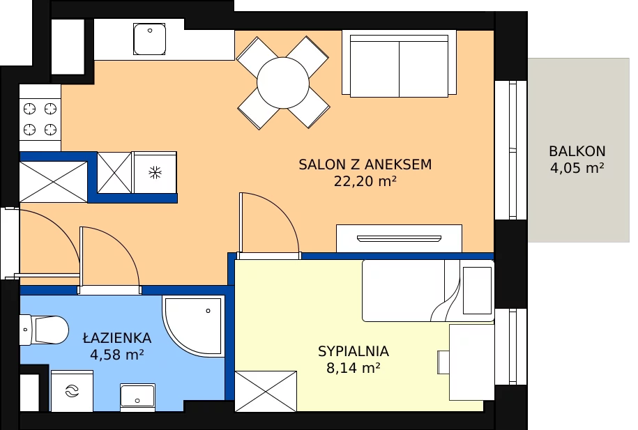 Zalety mieszkania 34.92 m², B1.34