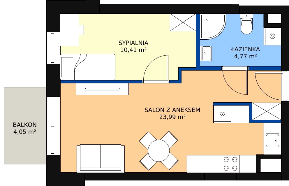 Zalety mieszkania 39.17 m², B1.49