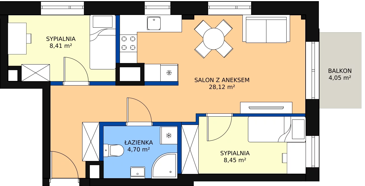 Zalety mieszkania 49.68 m², B1.51