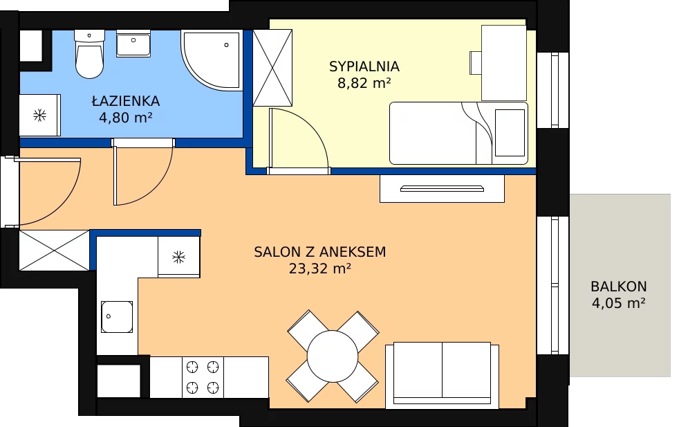 Zalety mieszkania 36.94 m², B1.52