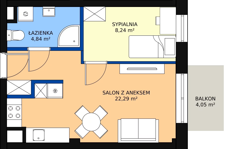 Zalety mieszkania 35.37 m², B1.54
