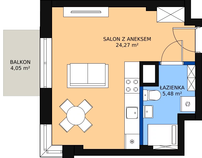 Zalety mieszkania 29.73 m², B1.67