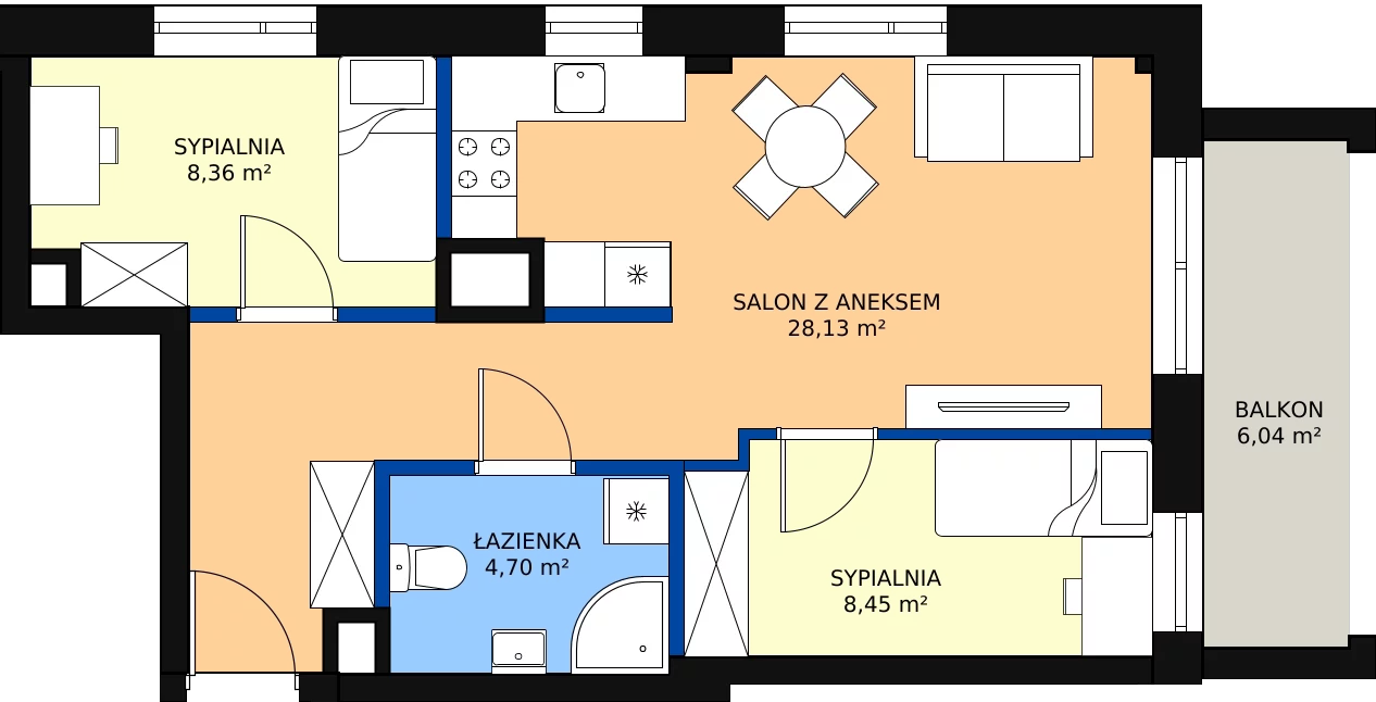 Zalety mieszkania 49.68 m², B1.71