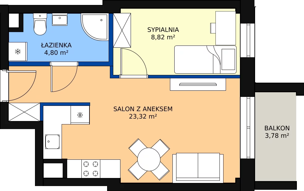 Zalety mieszkania 36.94 m², B1.72