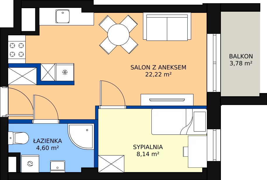 Zalety mieszkania 34.96 m², B1.73