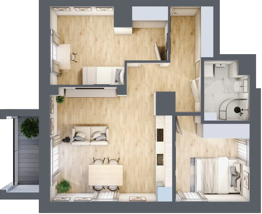 3 pokoje, mieszkanie 58,17 m², piętro 8, oferta nr B1.76, Osiedle Słoneczna, Marki, ul. Słoneczna / Promienna