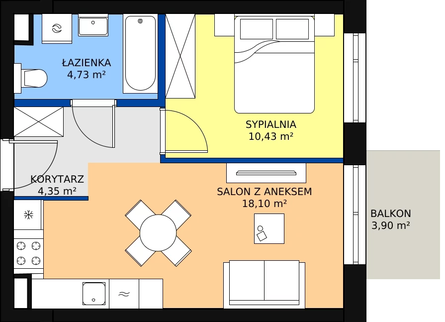 Zalety mieszkania 37.61 m², G25