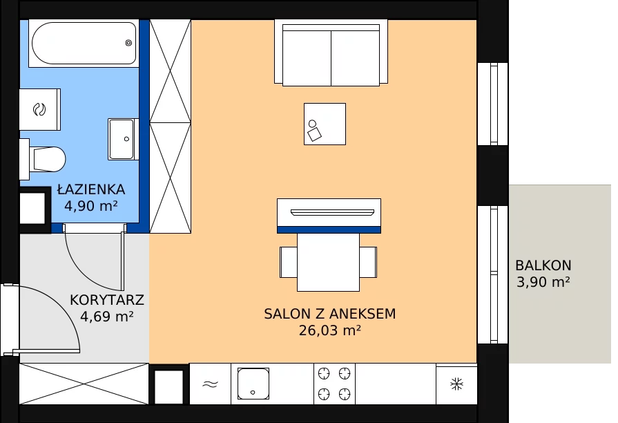 Zalety mieszkania 35.62 m², G38