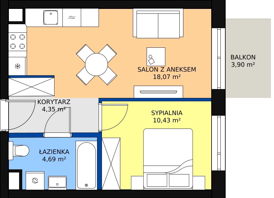 Zalety mieszkania 37.54 m², G20