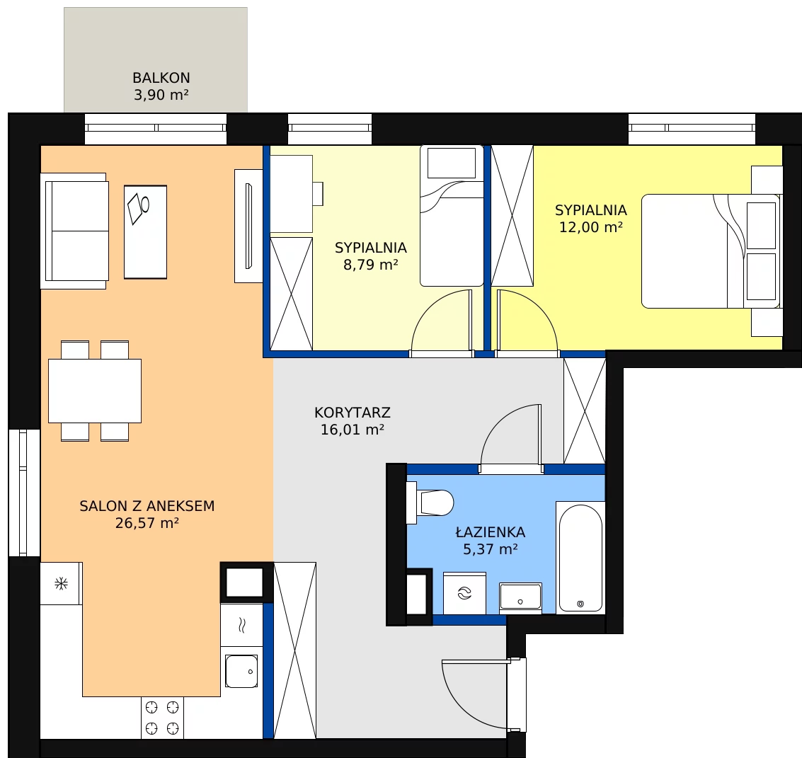 Zalety mieszkania 68.74 m², G42