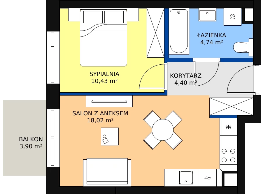 Zalety mieszkania 37.45 m², G45