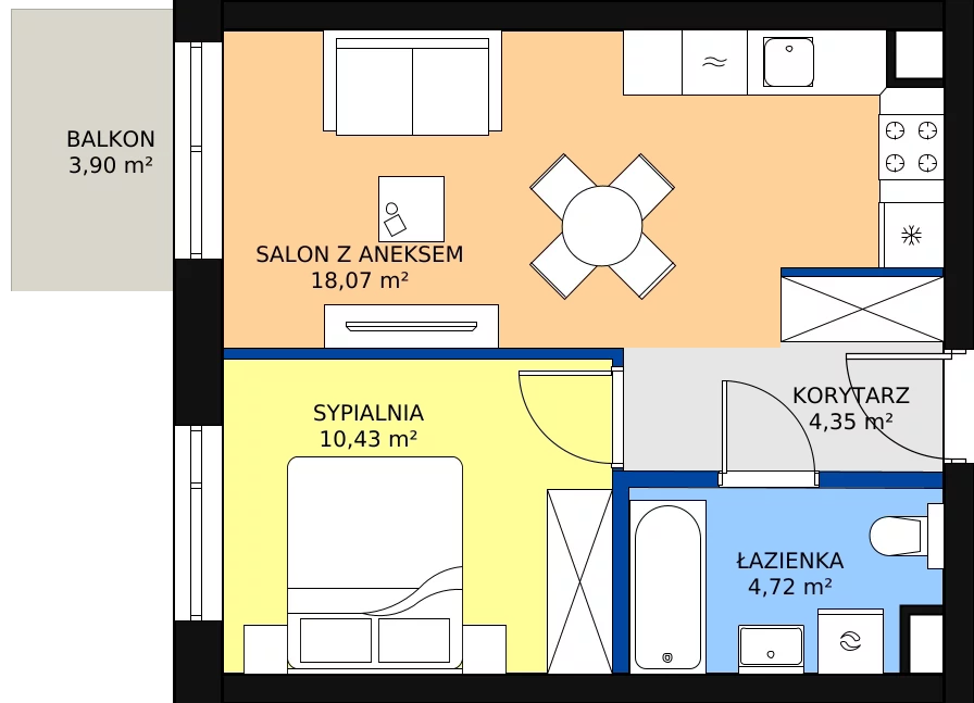 Zalety mieszkania 37.57 m², H35