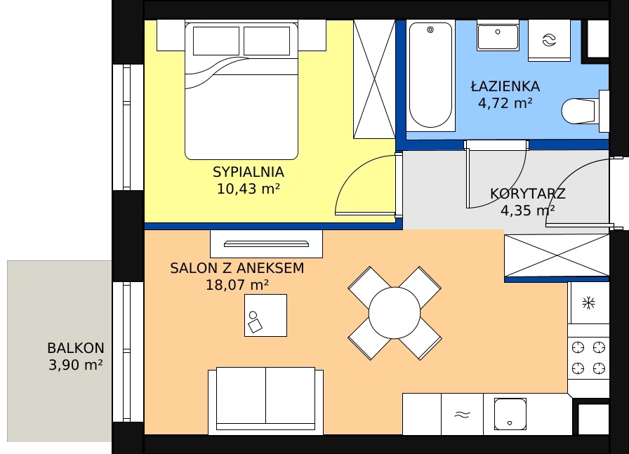 Zalety mieszkania 37.57 m², H48