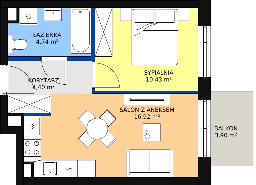 Zalety mieszkania 36.49 m², H42