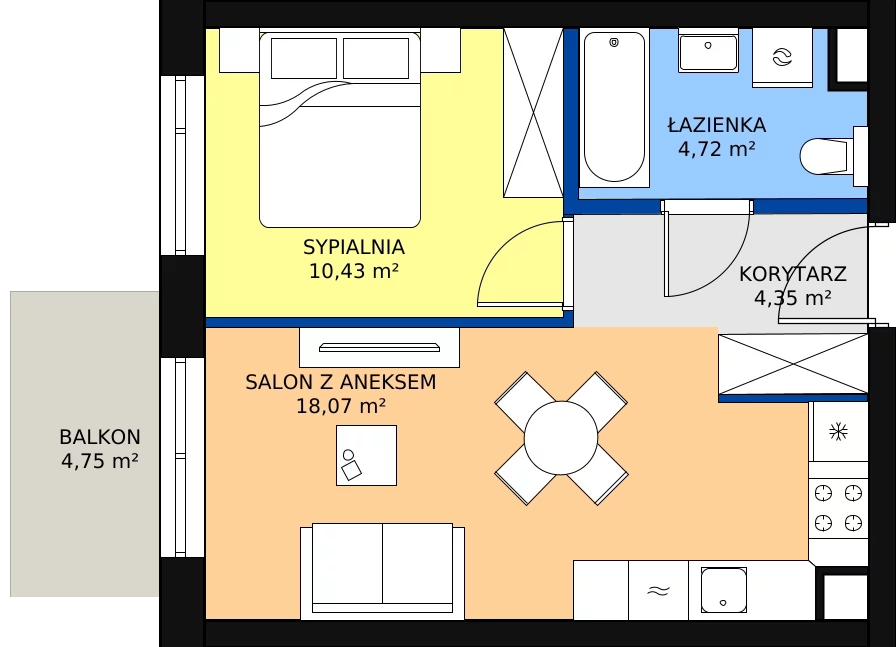 Zalety mieszkania 37.57 m², H17