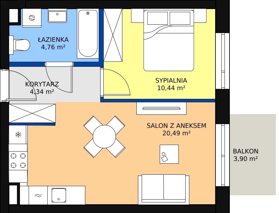 Zalety mieszkania 40.03 m², H23