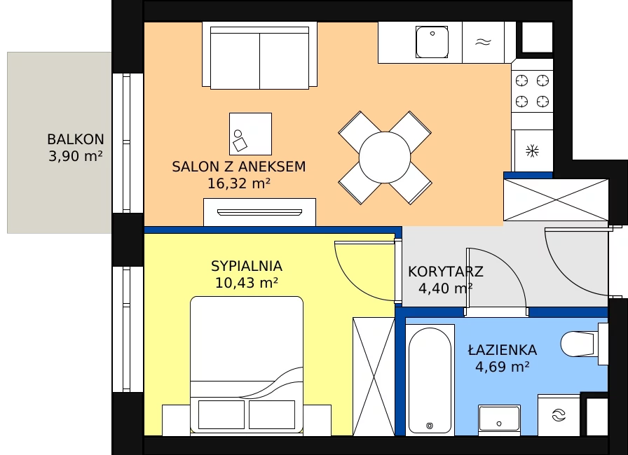 Zalety mieszkania 35.84 m², H49