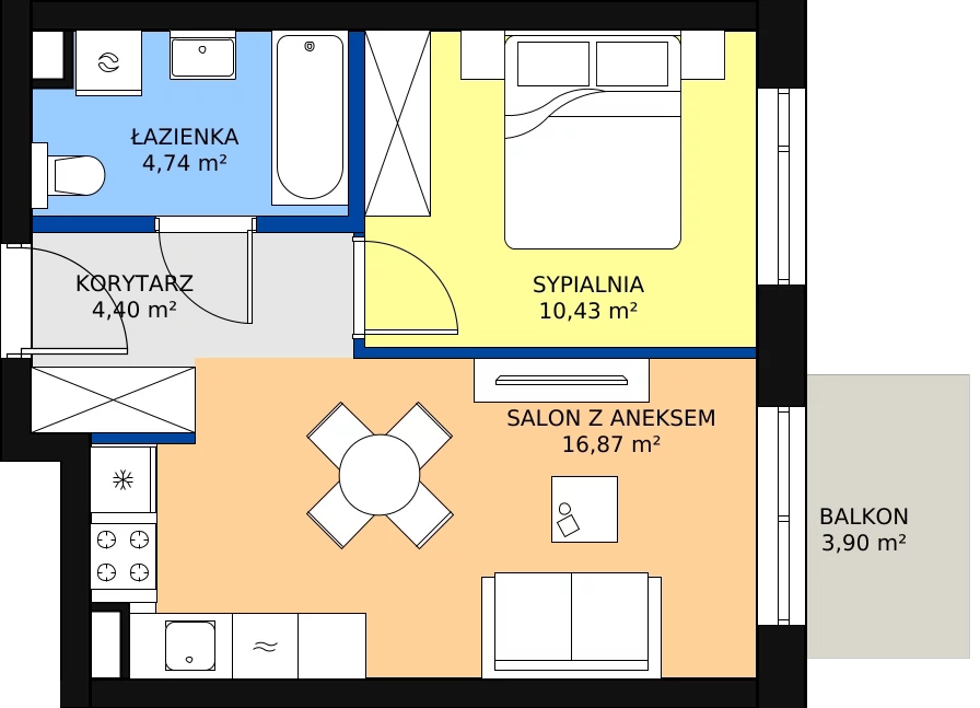 Zalety mieszkania 36.44 m², H39