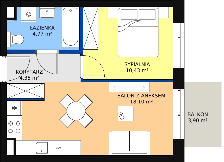 Zalety mieszkania 37.65 m², H43