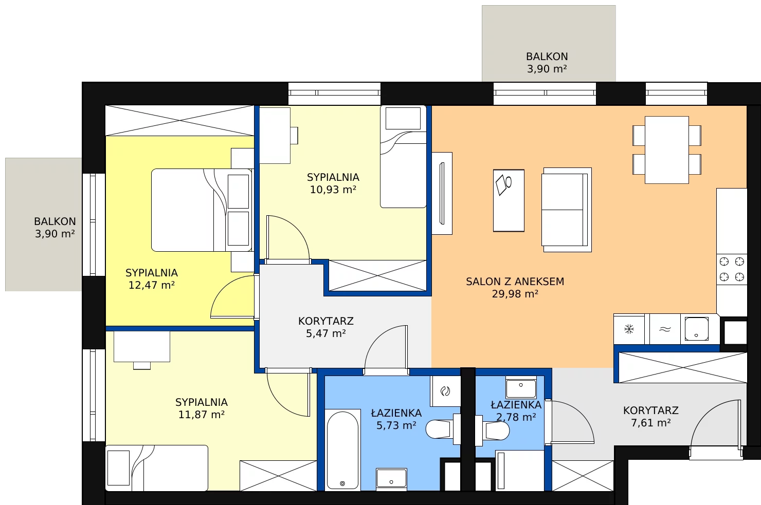 Zalety mieszkania 86.84 m², I54