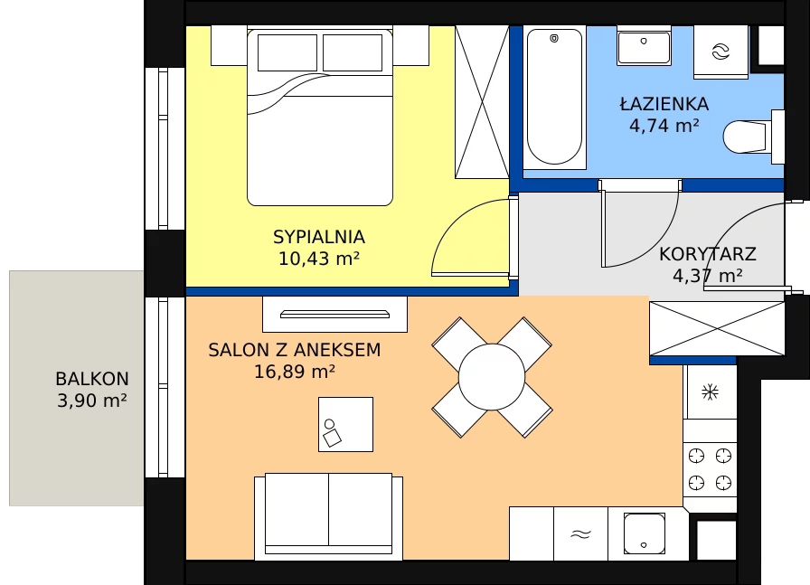 Zalety mieszkania 36.43 m², I43