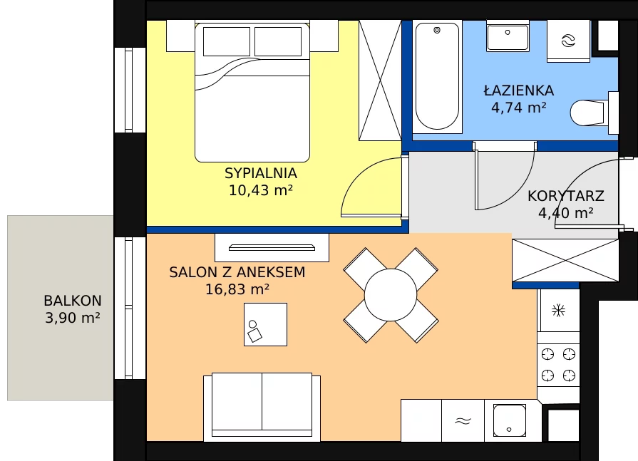 Zalety mieszkania 36.4 m², I40
