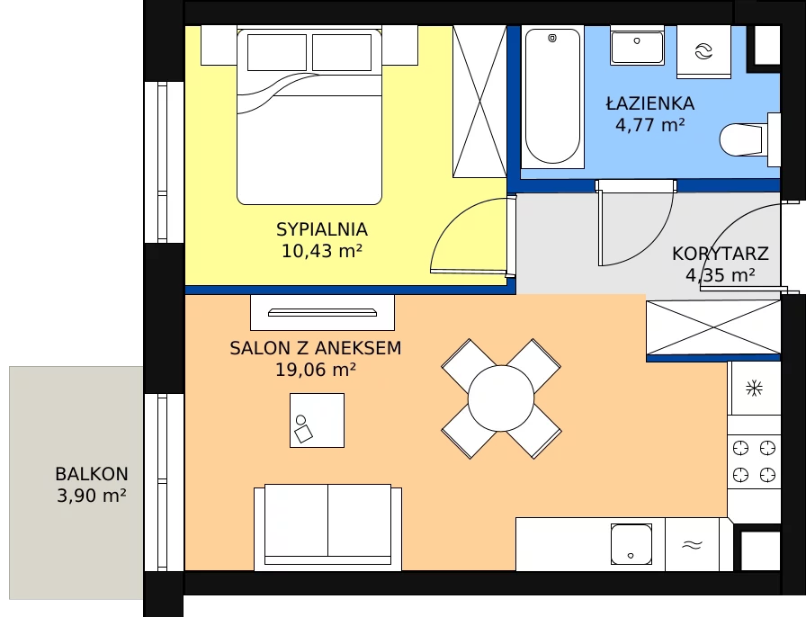 Zalety mieszkania 38.61 m², I42