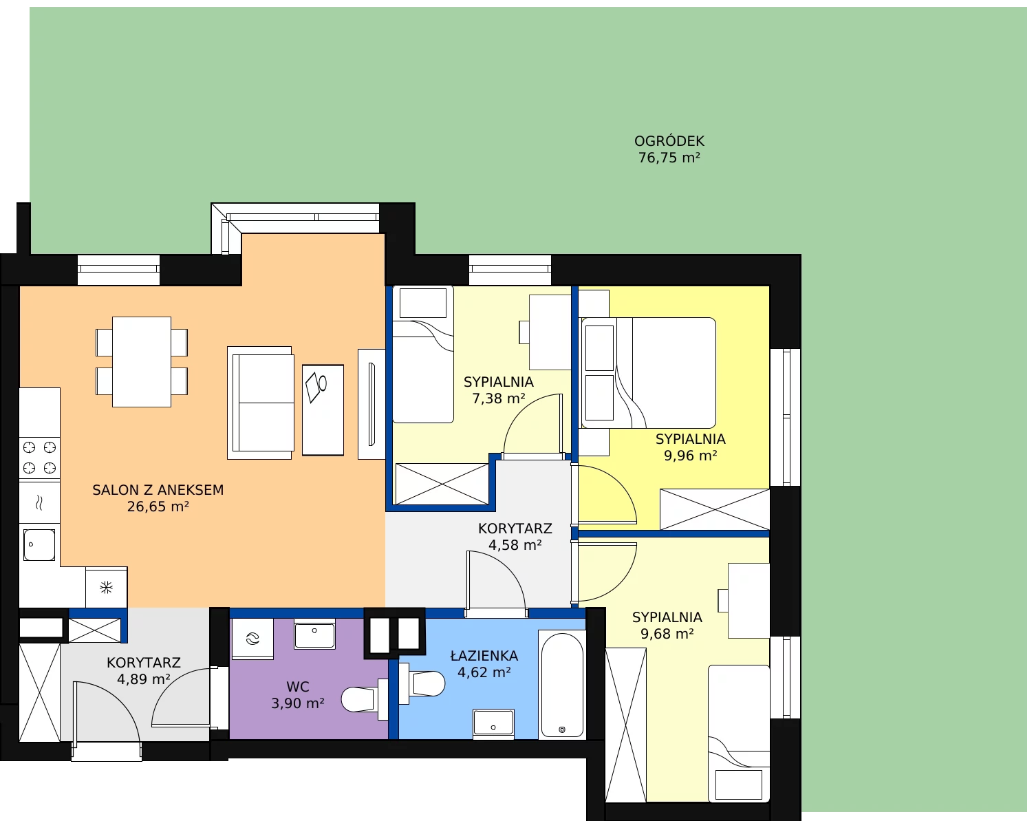 Zalety mieszkania 71.68 m², J3