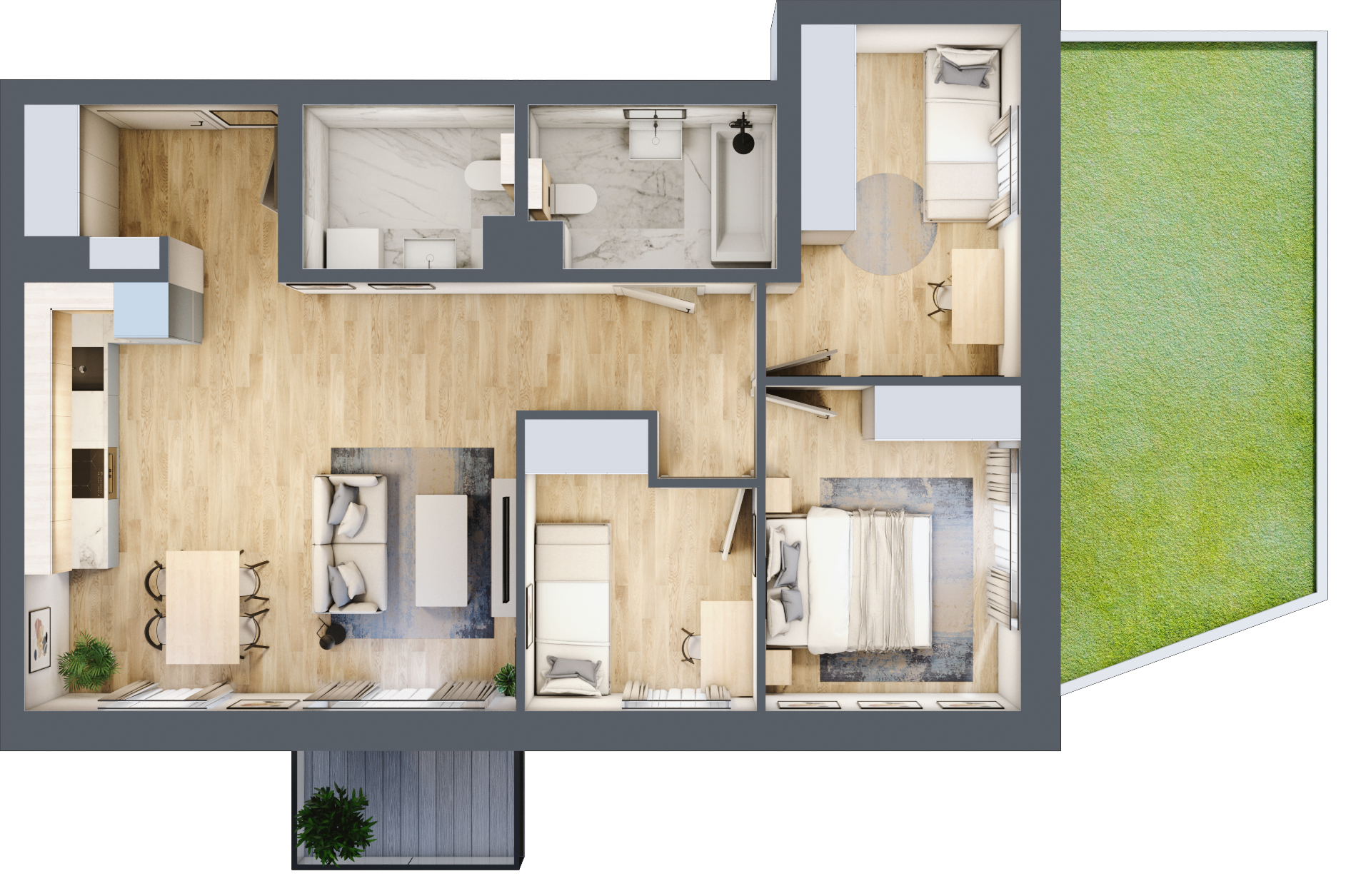 Mieszkanie 70,23 m², parter, oferta nr J4, Osiedle Natura Life - Etap II, Łomianki, ul. Wiślana