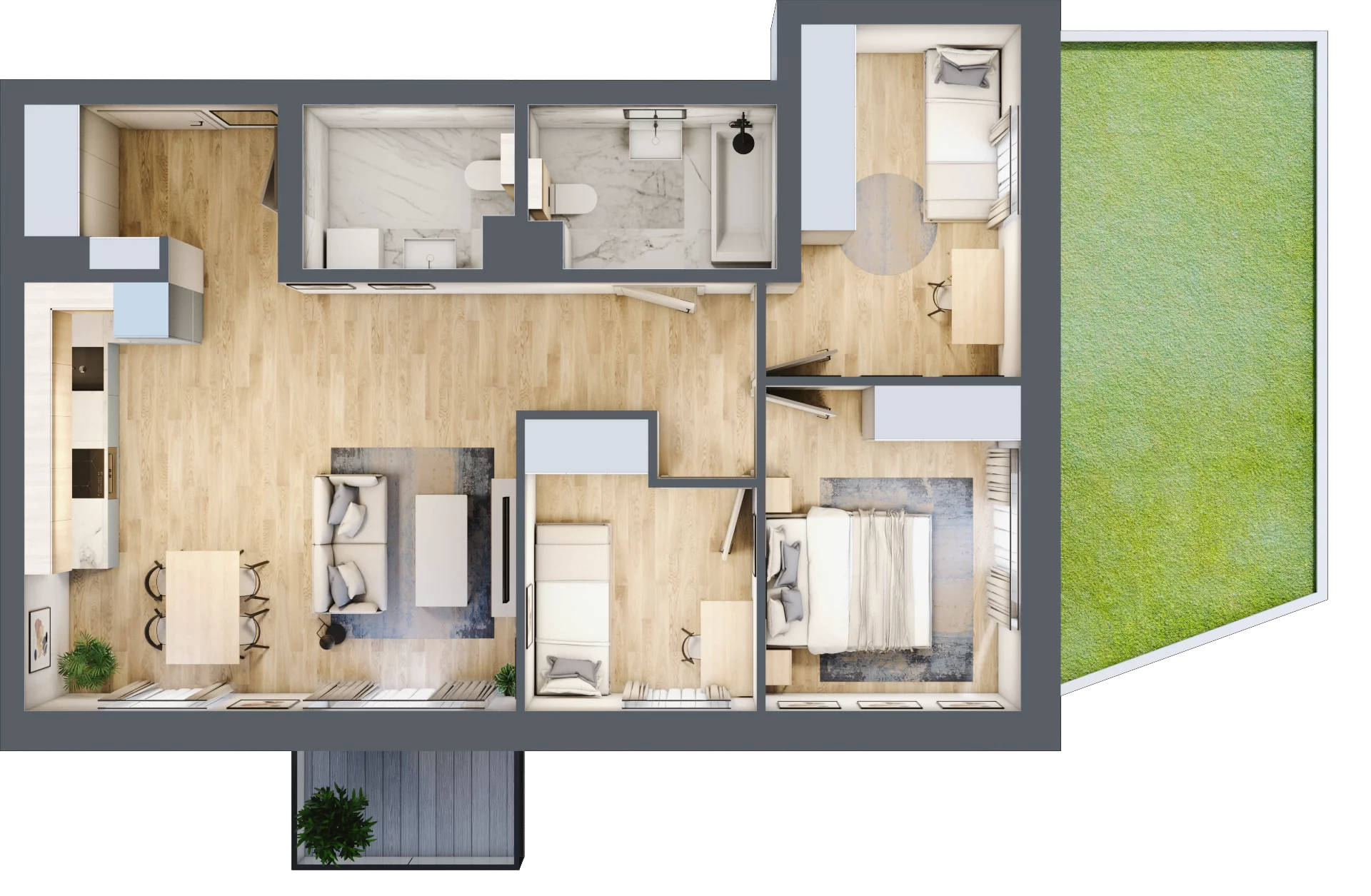 Mieszkanie 70,23 m², parter, oferta nr J4, Osiedle Natura Life - Etap II, Łomianki, ul. Wiślana