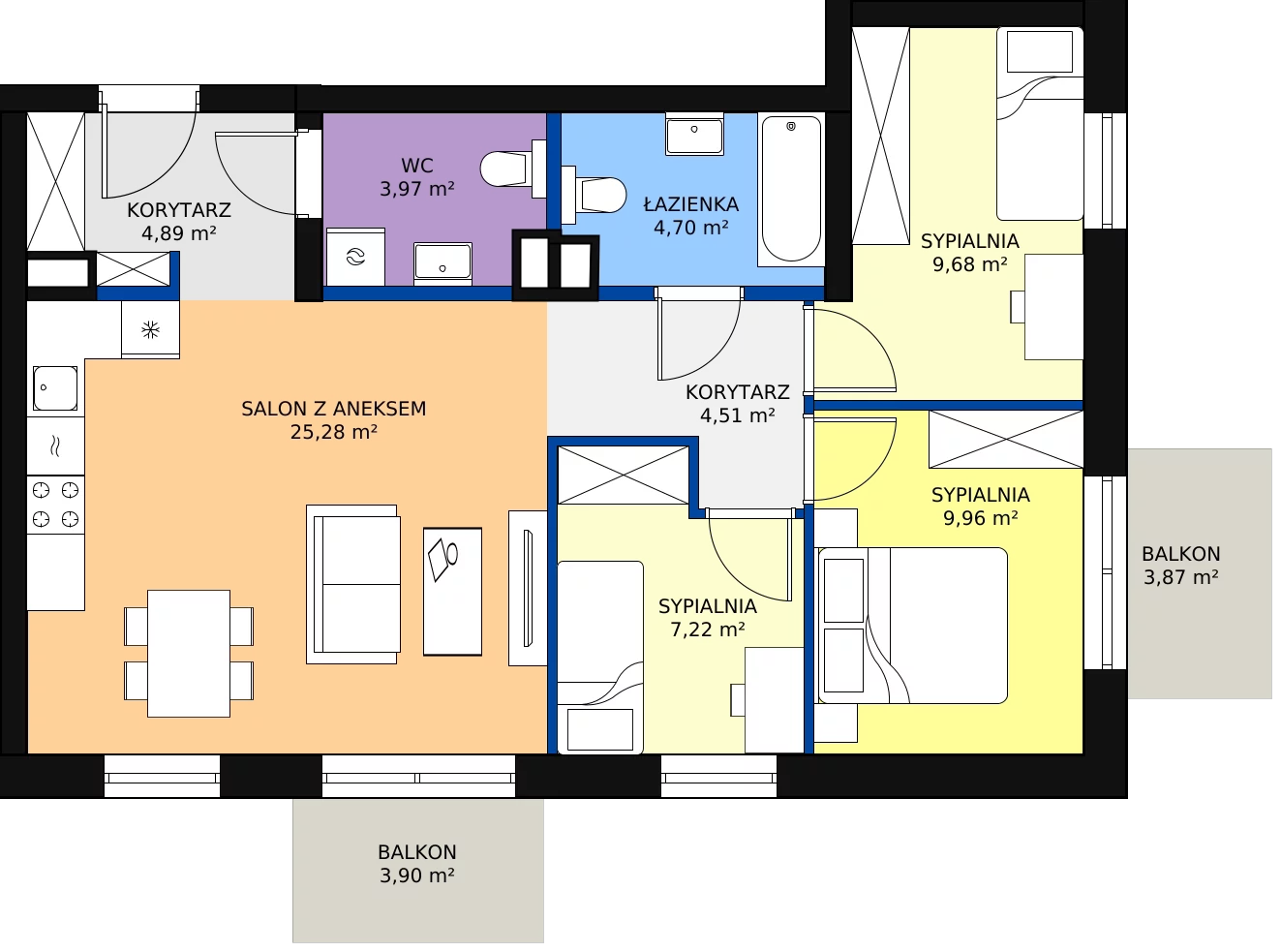 Zalety mieszkania 70.23 m², J22