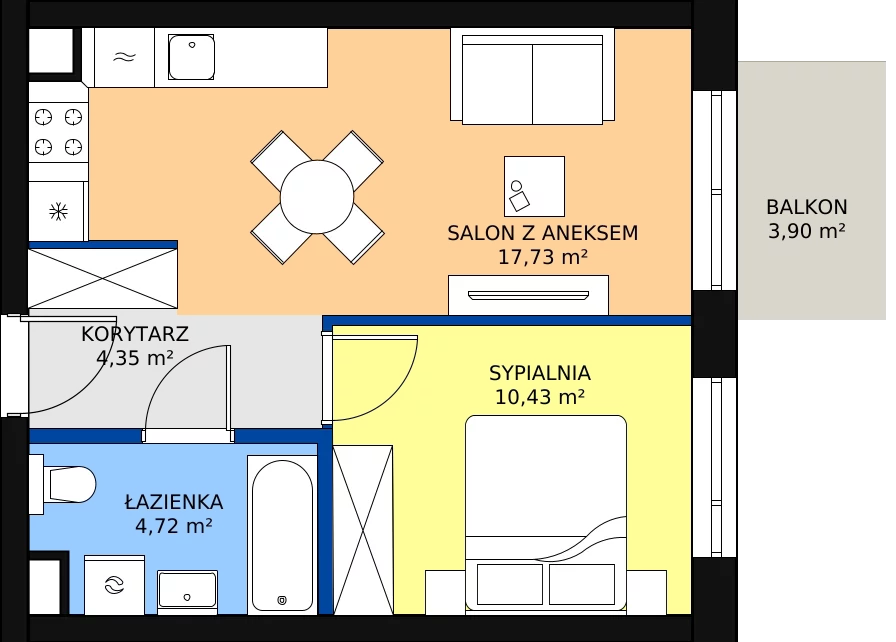Zalety mieszkania 37.22 m², J5