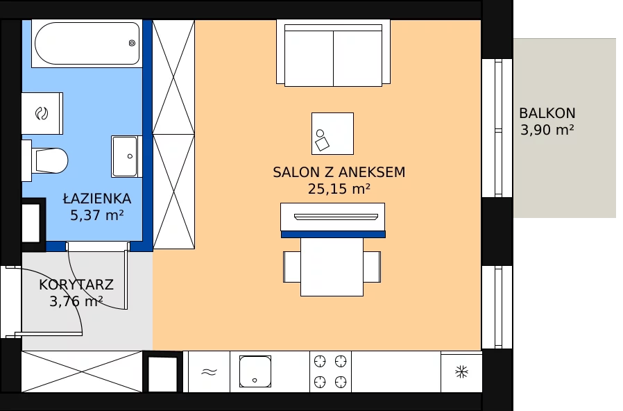 Zalety mieszkania 34.28 m², K16