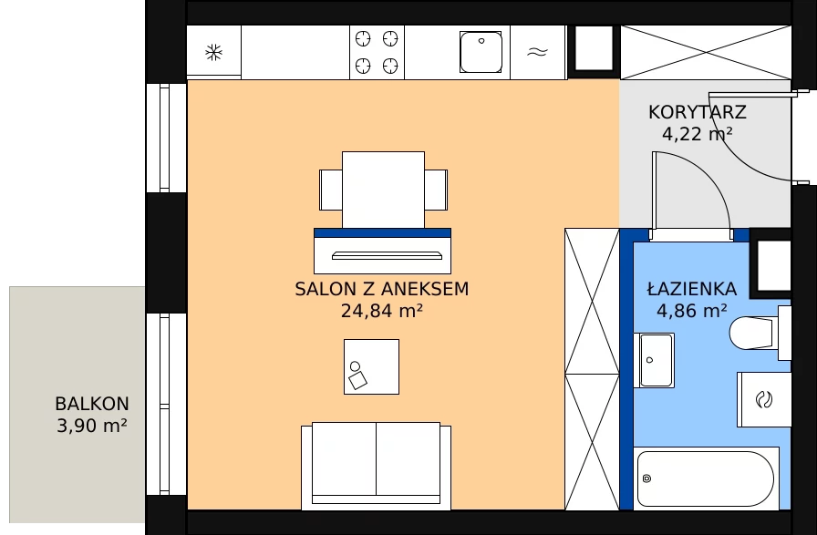 Zalety mieszkania 33.91 m², K36