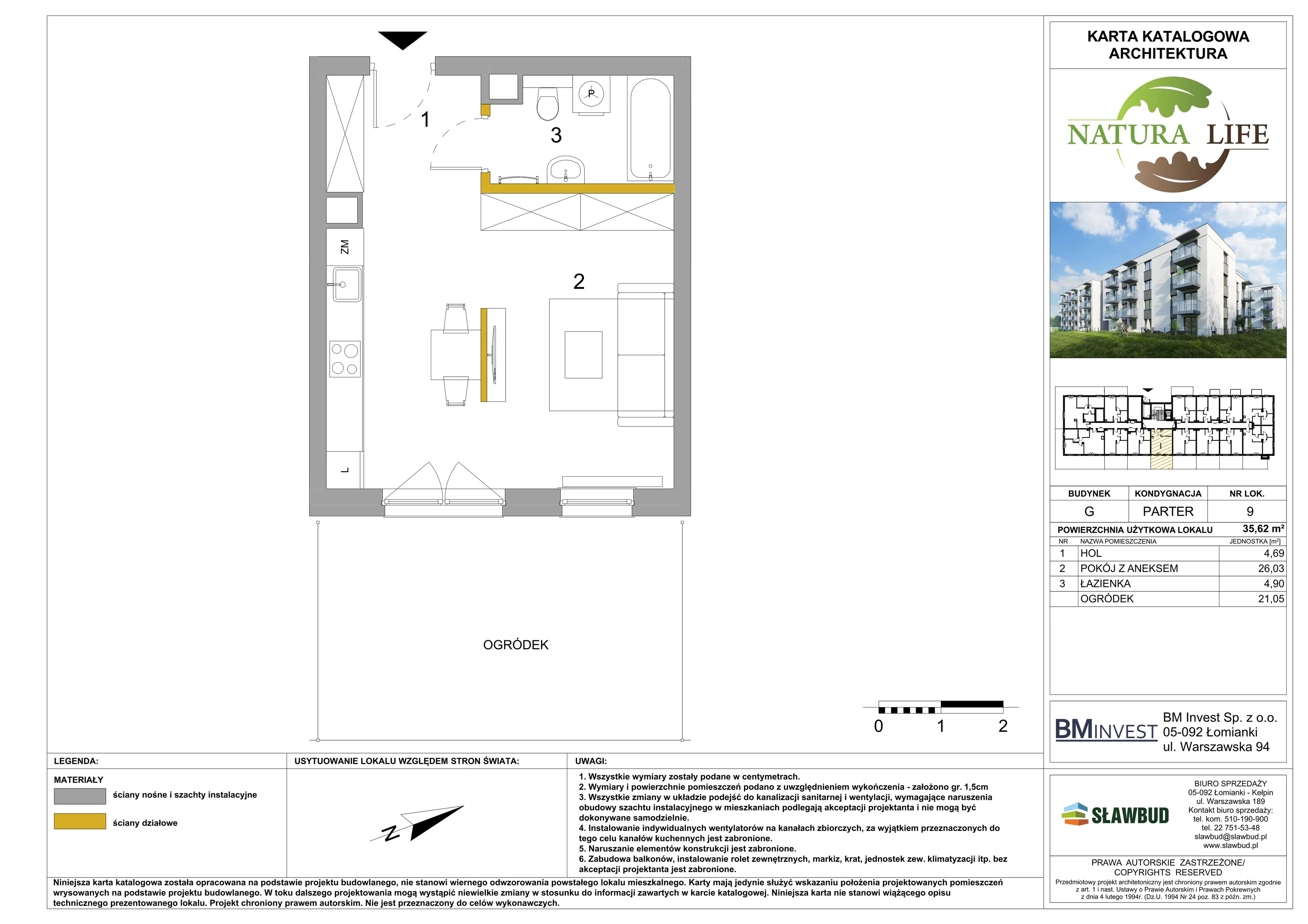 Mieszkanie 35,62 m², parter, oferta nr G9, Osiedle Natura Life - Etap II, Łomianki, ul. Wiślana