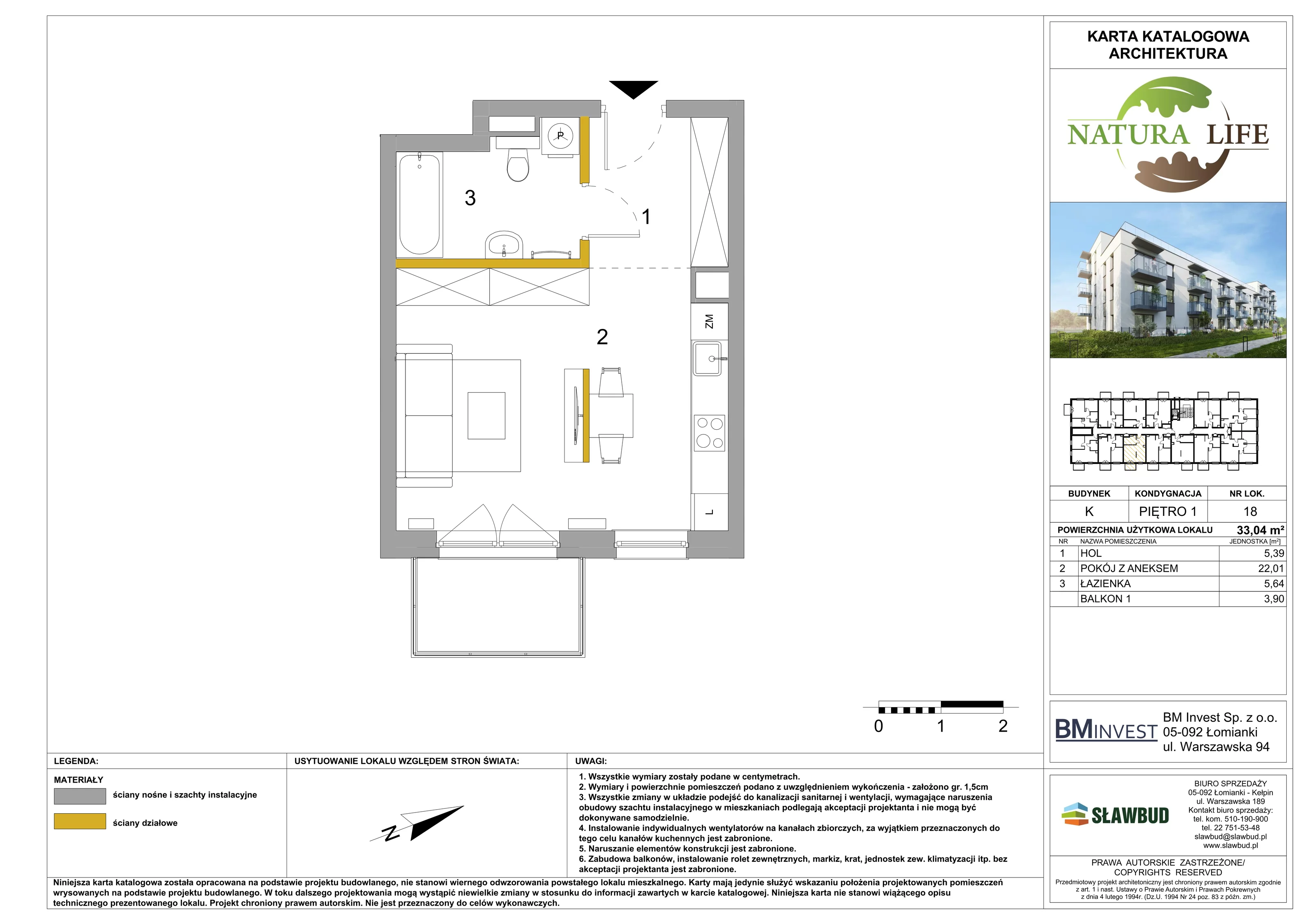 Mieszkanie 33,04 m², piętro 1, oferta nr K18, Osiedle Natura Life - Etap II, Łomianki, ul. Wiślana
