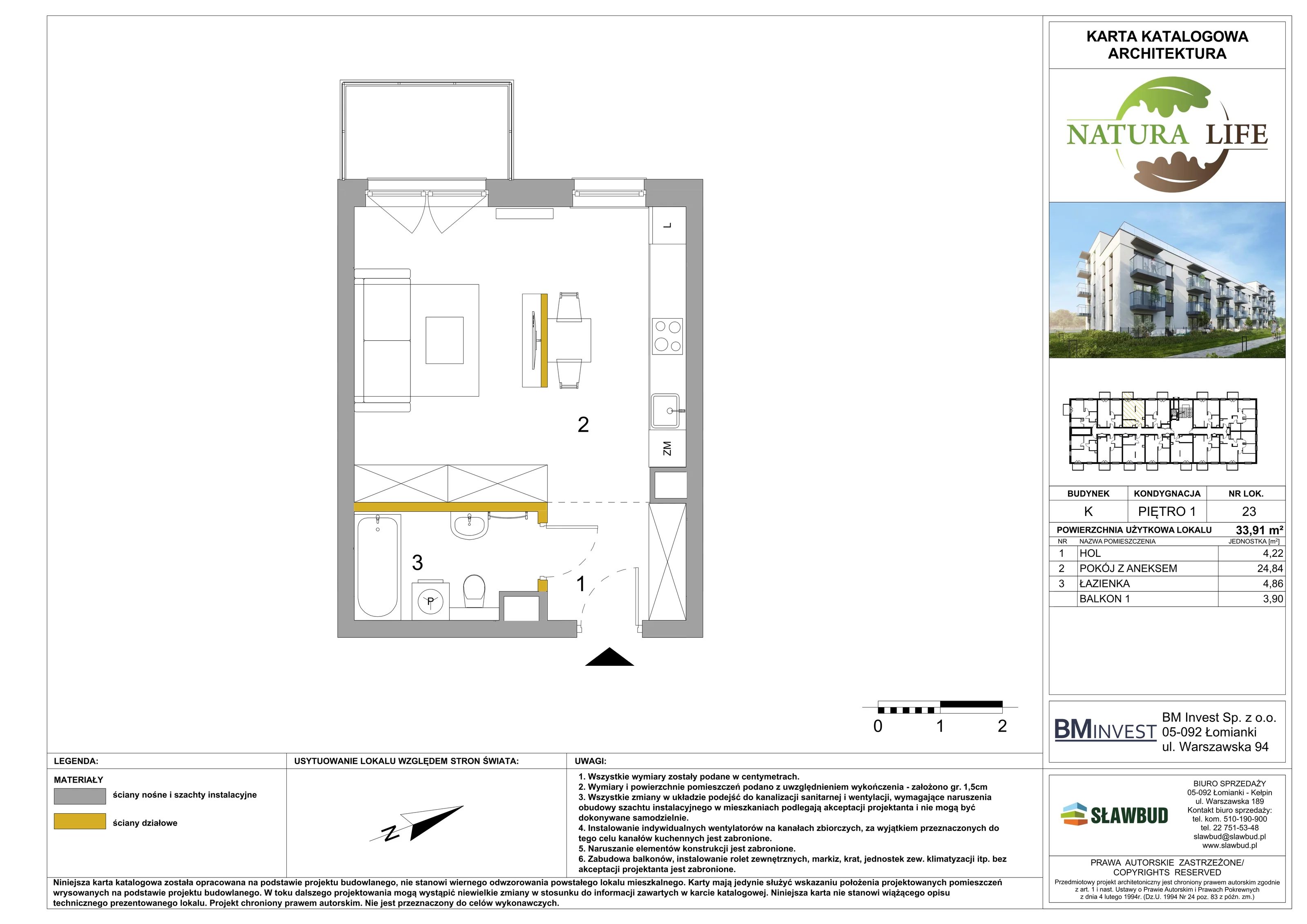 Mieszkanie 33,91 m², piętro 1, oferta nr K23, Osiedle Natura Life - Etap II, Łomianki, ul. Wiślana