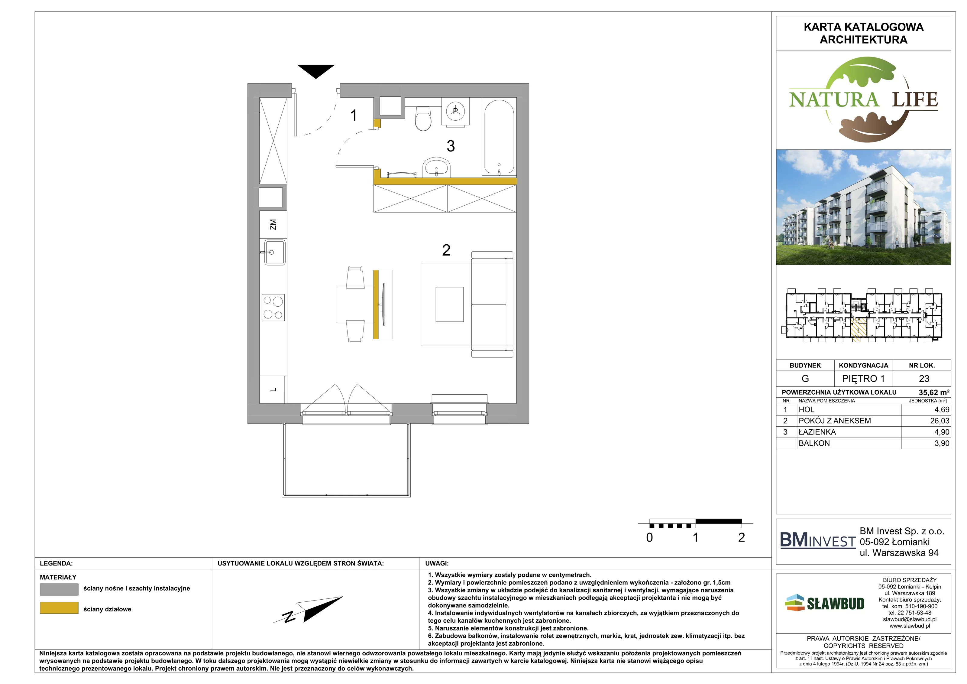 Mieszkanie 35,62 m², piętro 1, oferta nr G23, Osiedle Natura Life - Etap II, Łomianki, ul. Wiślana