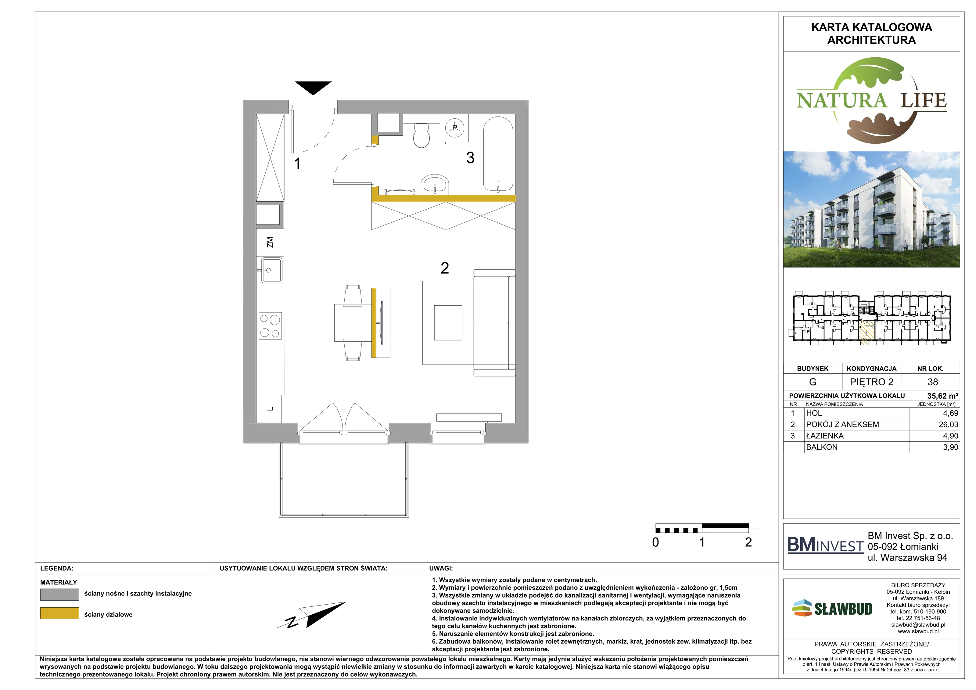 Mieszkanie 35,62 m², piętro 2, oferta nr G38, Osiedle Natura Life - Etap II, Łomianki, ul. Wiślana