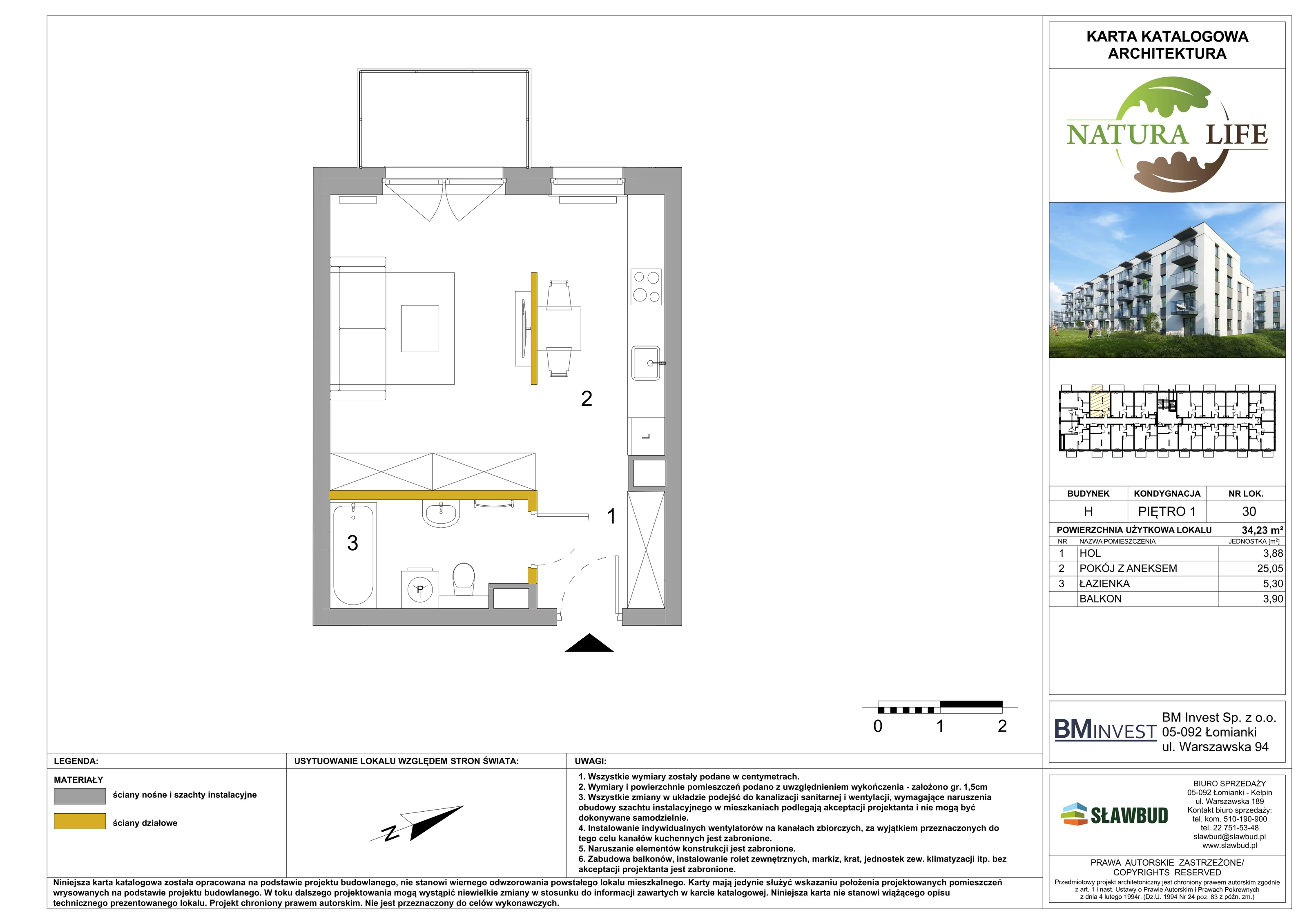 Mieszkanie 34,23 m², piętro 1, oferta nr H30, Osiedle Natura Life - Etap II, Łomianki, ul. Wiślana