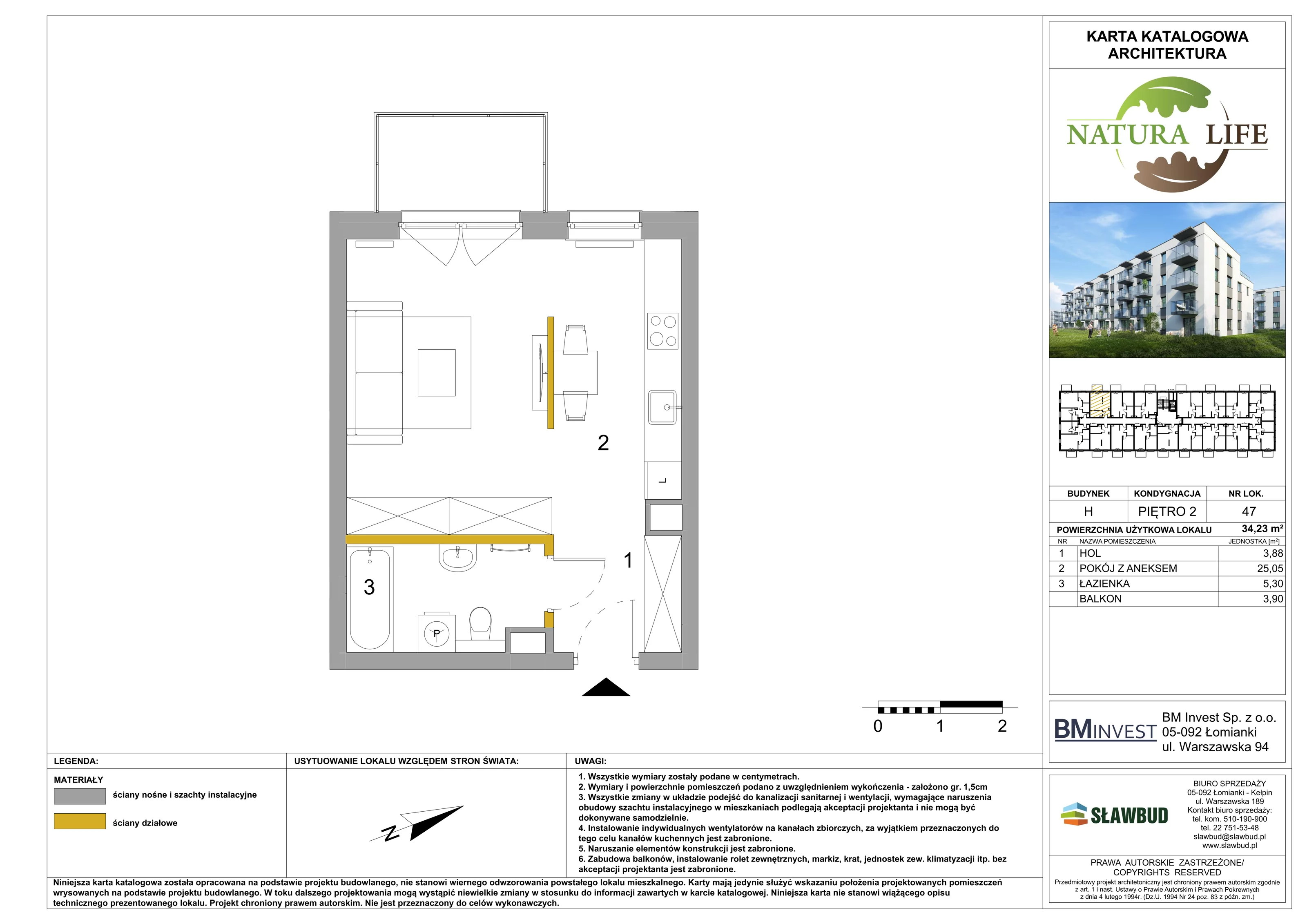 Mieszkanie 34,23 m², piętro 2, oferta nr H47, Osiedle Natura Life - Etap II, Łomianki, ul. Wiślana