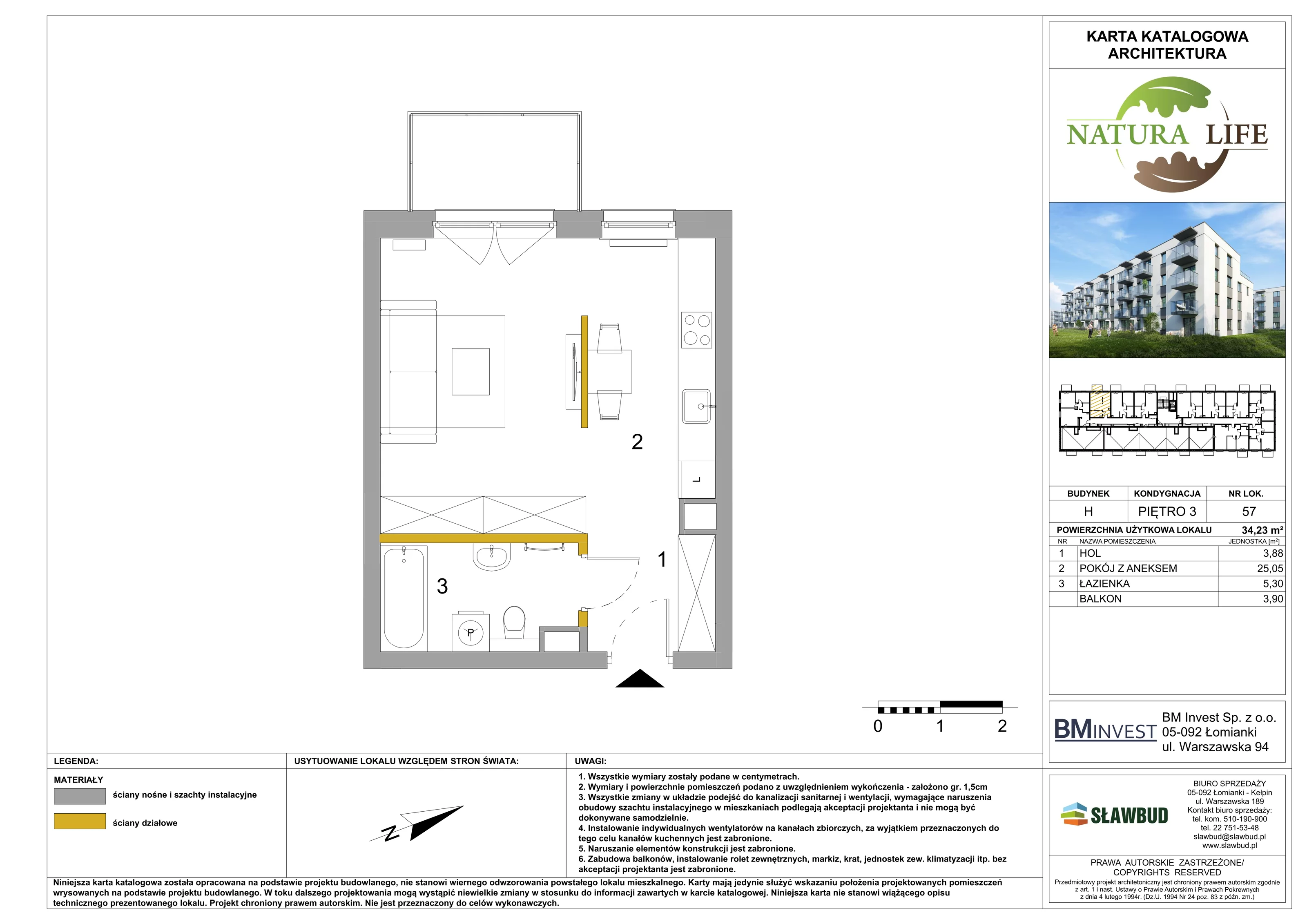 Mieszkanie 34,23 m², piętro 3, oferta nr H57, Osiedle Natura Life - Etap II, Łomianki, ul. Wiślana