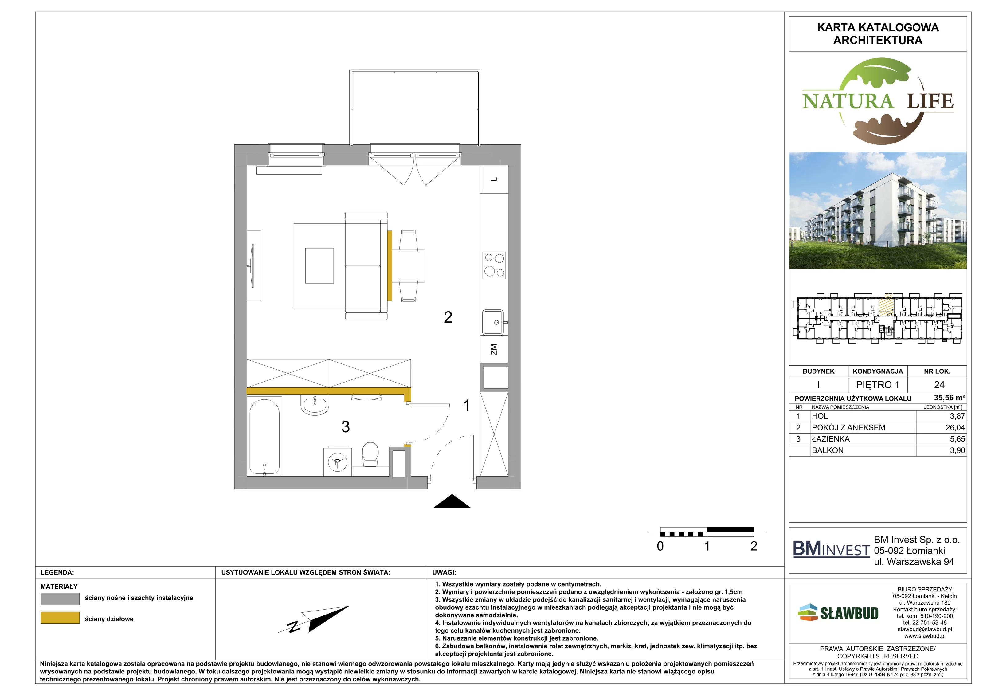 Mieszkanie 35,56 m², piętro 1, oferta nr I24, Osiedle Natura Life - Etap II, Łomianki, ul. Wiślana