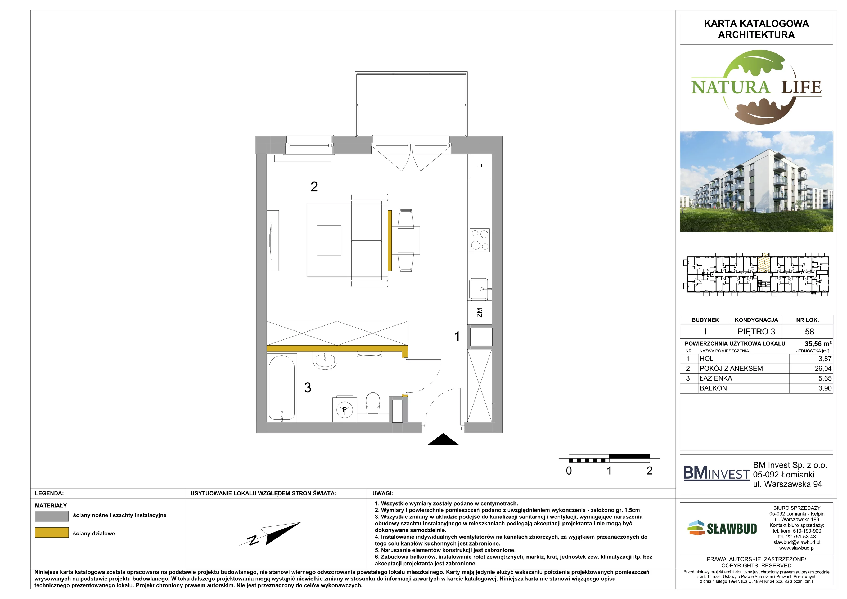 Mieszkanie 35,56 m², piętro 3, oferta nr I58, Osiedle Natura Life - Etap II, Łomianki, ul. Wiślana