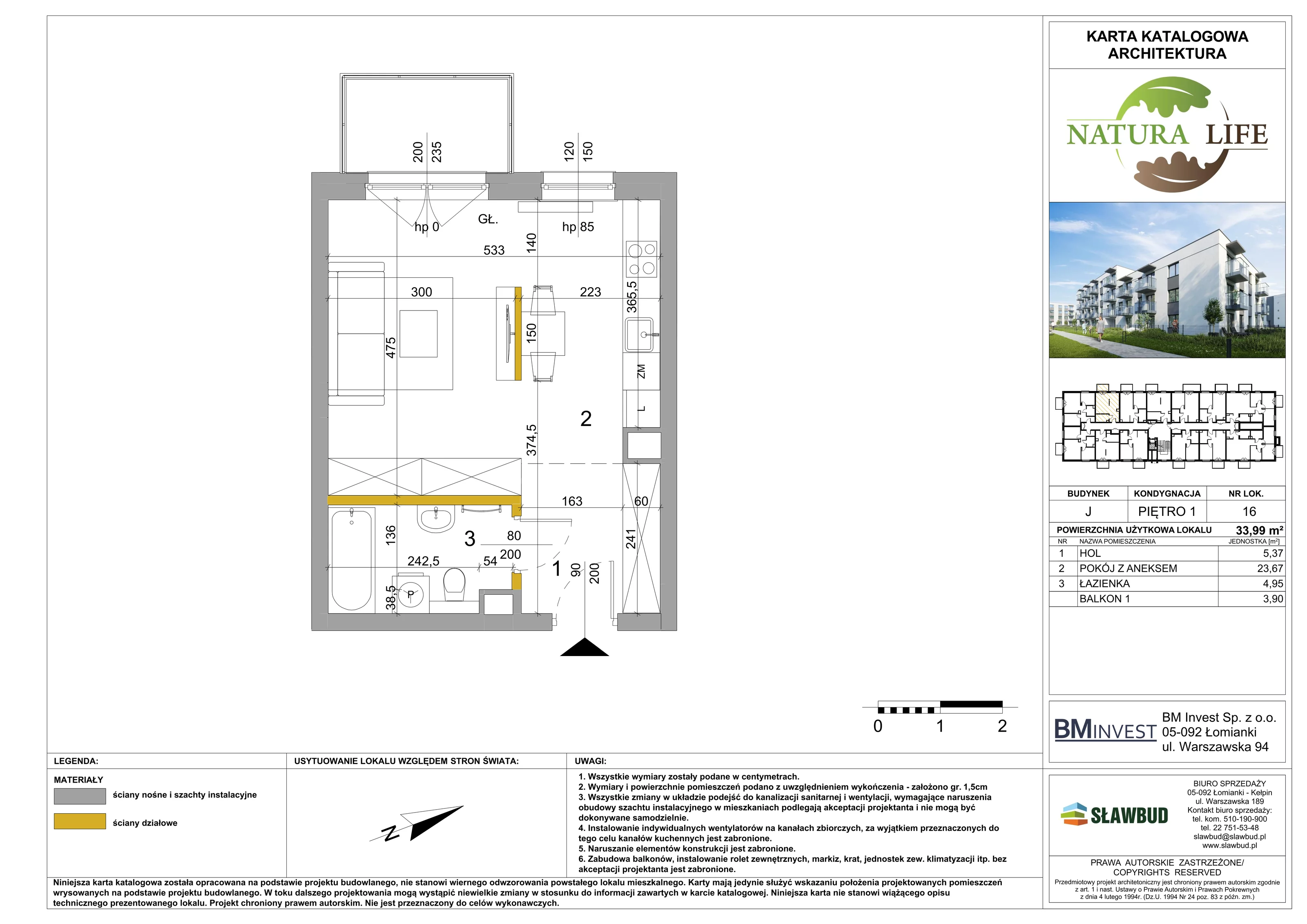 Mieszkanie 33,99 m², piętro 1, oferta nr J16, Osiedle Natura Life - Etap II, Łomianki, ul. Wiślana