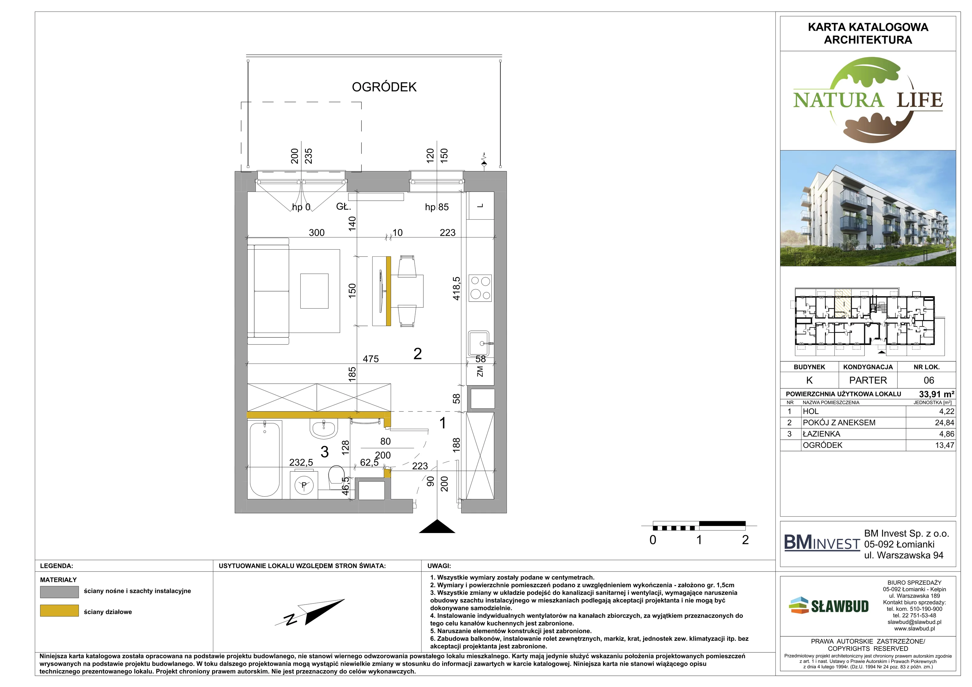 Mieszkanie 33,91 m², parter, oferta nr K6, Osiedle Natura Life - Etap II, Łomianki, ul. Wiślana