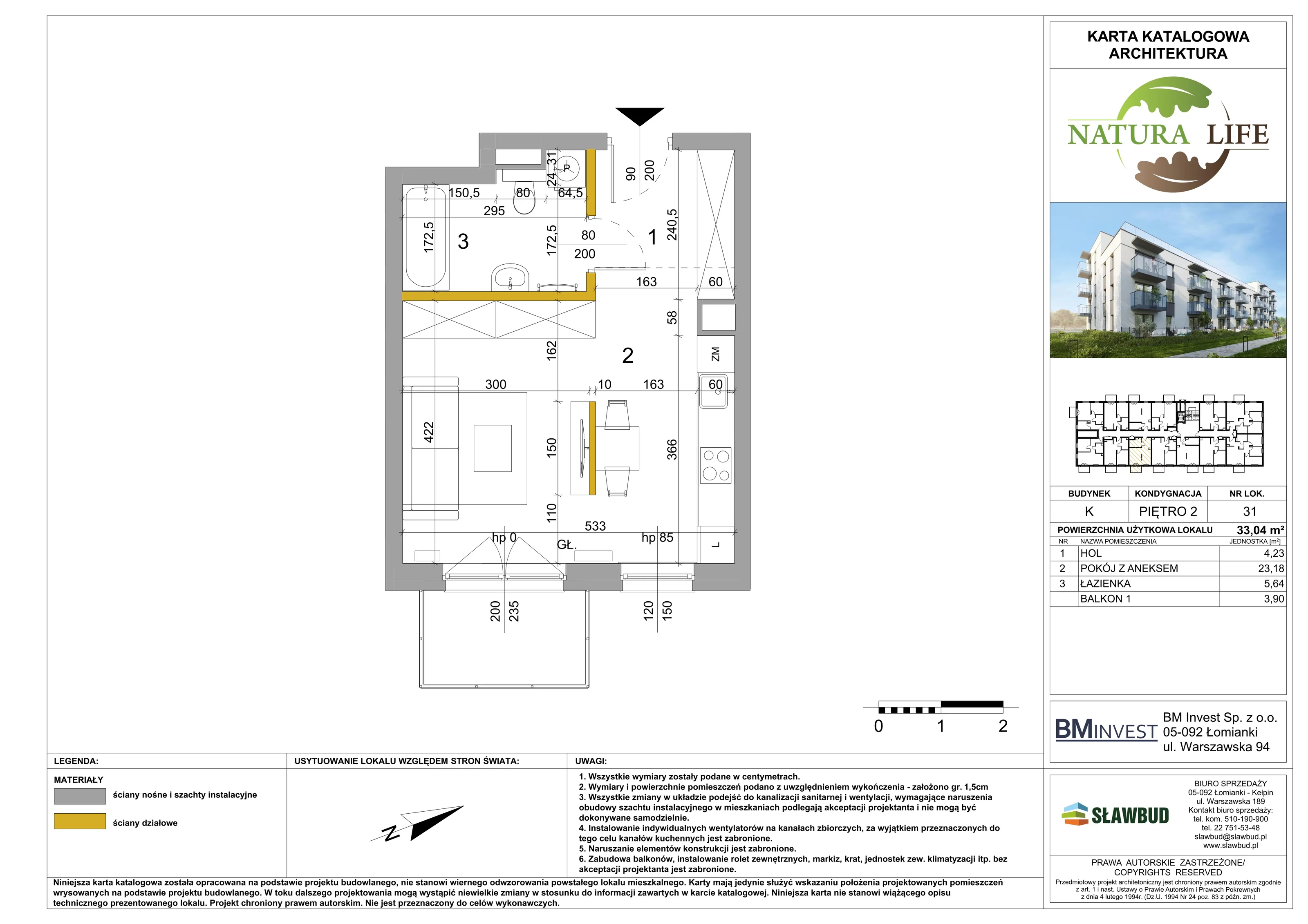 Mieszkanie 33,04 m², piętro 2, oferta nr K31, Osiedle Natura Life - Etap II, Łomianki, ul. Wiślana